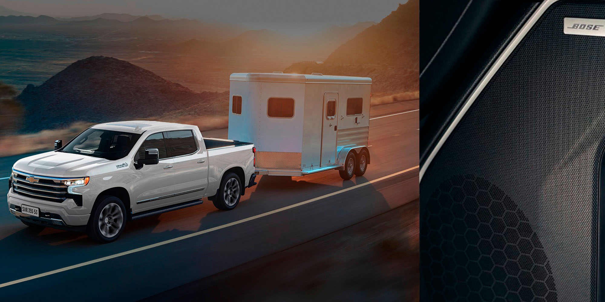 Chevrolet Silverado 2026 remolcando un tráiler en carretera.